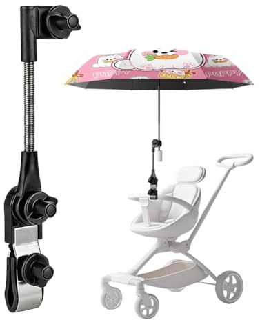 EUBSWA Verstellbarer Regenschirmhalter für Rollator & Rollstuhl Zubehör,Universeller Schirmhalter für Gehhilfe, Kinderwagen, Strandkorb,Praktisches Regenschirm-Zubehör mit Robuster Halterung