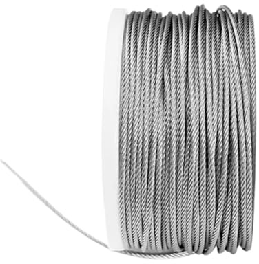 BOJHGO Durchmesser 2,0 mm, Länge 50–100, m, Wäscheleine, PVC, transparent, kunststoffbeschichtet, gratfrei, Drahtseilkabel aus Edelstahl 304 Gartengeräte(50.0meter)