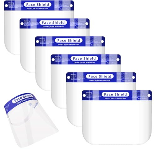 Gesichtsschutz, 6 Stück Face Shield mit Anti Beschlag Visier Gesichtsschutz und angenehmem Dank Polsterung- Gesichtsschutzschild, Faceshield, Visier, Spuckschutz