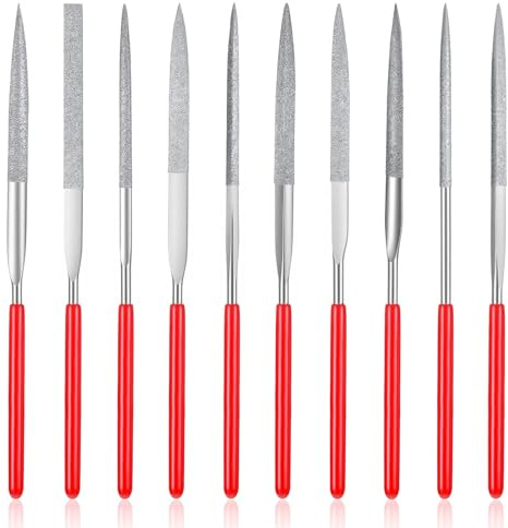 LIQWEI Juego de 10 minilimas de diamante de 4 mm x 140 mm, pequeñas limas de diamante, minilima de metal, herramientas para trabajos de metal de precisión, impresión 3D, herramienta de tallado