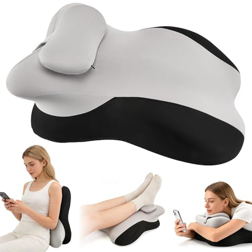 Bed Wedge Pillow, Ergonomic Sleeping Support Cushion with Headrest, Memory Foam Reading Pillow, Incline Triangle Orthopaedic Cushion for Sleep Apnea, Acid Reflux, Back Pain, Snoring, Leg Elevation