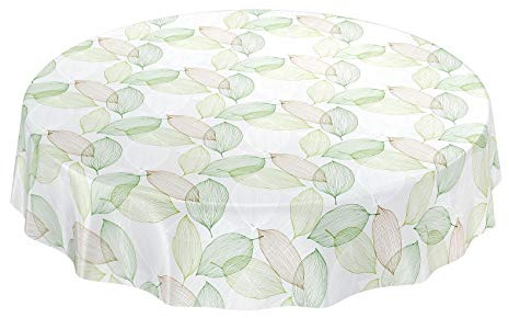 ANRO Wachstuchtischdecke Wachstuch Wachstischdecke Tischdecke abwaschbar Abstrakt Stimmung Laub Grün Rund 120cm wasserabweisend Gartentischdecke Meterware pflegeleicht Lotuseffekt