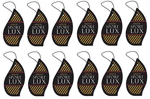Areon Sport Lux Gold Auto-Lufterfrischer Hängende Pappe Rückspiegel 2D Gadget Inneneinrichtung Form Schwarzen Tropfens Zuhause Büro Düfte Mehrfachpackung (Gold Packung mit 12 Stück)