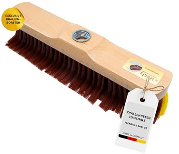 Fritze® Krallenbesen Haushalt ohne Stiel – Robuster Holzkörper & abgewinkelte Borsten – ideal für Teppich, Polster & schwer erreichbare Stellen – Made in Germany