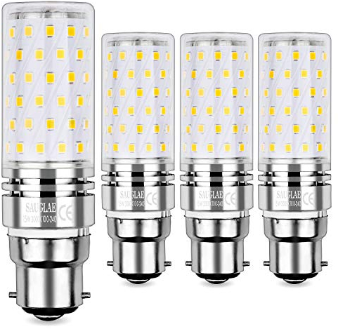 SAUGLAE B22 Lampadina di Mais LED 15W, Bianca Calda 3000K, Equivalente a Lampadine a Incandescenza 120W, 1700 Lumen, Lampadine a LED a Cappuccio Baionetta, 4-Pack