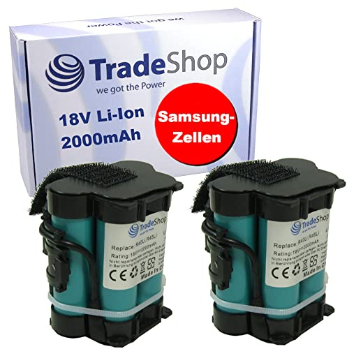 2X Trade-Shop Li-Ion Akku 18V / 2000mAh kompatibel mit Gardena Mähroboter R38Li R50Li R75li R40Li R45Li R70Li R80Li R80 LI 124562 Flymo Robotic Lawnmower 1200R Husqvarna Automower 105 305 308 308x