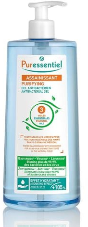 Puressentiel - Purificante - Gel Disinfettante Mani - Presidio Medico Chirurgico - Azione anti-batterica, anti-virale e levuricida - 3 Oli essenziali - Effetto idratante - Formato convenienza - 975 ml