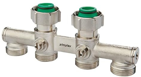 Simplex Vierwege-Hahnblock G3/4 D2 Durchgang Doppelkugelhahn - F10059
