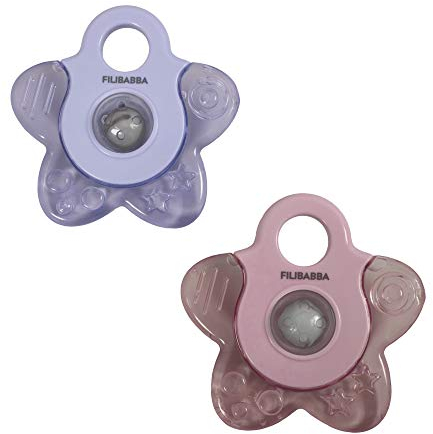 Filibabba® Kühlende Beißringe 2er Pack | Kühlbeißring mit Wasser gefüllt | Zahnungshilfe Baby (Rose)