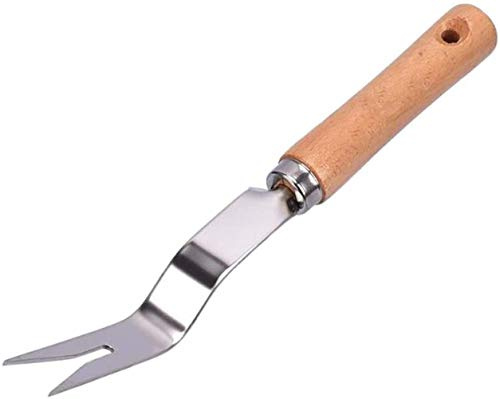 Chiloskit 28 cm, mango de madera, acero inoxidable 304, extractor de malas hierbas, herramienta de deshierba, herramienta de deshierba, herramienta de césped y patio, cuchillo de gancho de machete