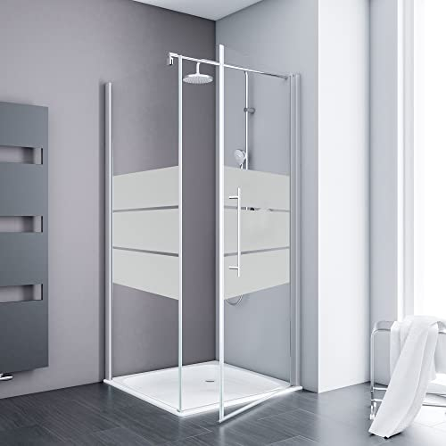 Schulte Duschkabine Alexa Style 2.0 Drehtür mit Seitenwand, inklusive Duschwanne 80x80 cm, Sicherheitsglas ESG Dekor Depoli light inkl. Fixil-Glassiegel, EP3215045 01 310 26