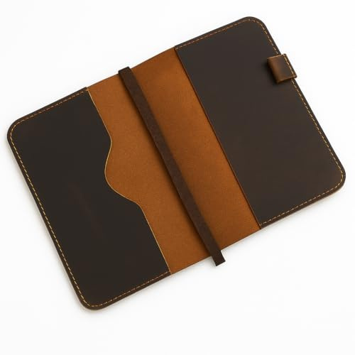 CestAntiQ, A5 Leder-Tagebucheinband, nachfüllbarer Tagebucheinband für große und mittelgroße A5, handgefertigtes Leder-Notizbucheinband, 14 x 21 cm, gebundenes Tagebuch (braun)