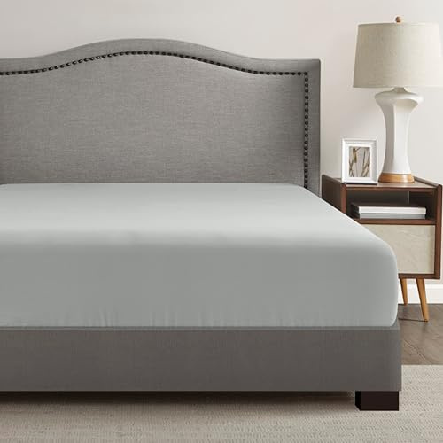 Comfort Spaces Coolmax Moisture Wicking Fitted Sheet ONLY, Queen Light Grey