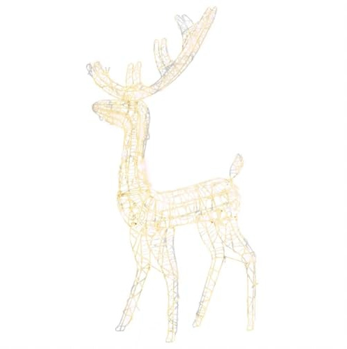 vidaXL LED-Rentier Acryl Weihnachtsdekoration 140 LEDs 128 cm Warmweiß