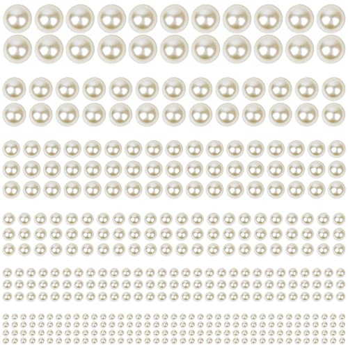1980Pcs Self Adhesive Pearl Stickers, Shynek Pearls Sticker Gems for Hair, Face, Makeup, Eye, Nail, Crafts, Assorted Sizes