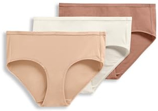 Jockey Women's Underwear Organic Cotton Stretch Logo Hipster - 3 Pack, Ivory/Light/Almond, M