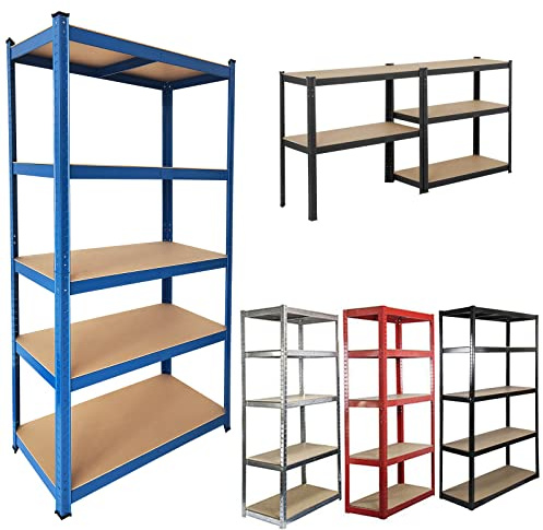 Heavy Duty 5 Tier Galvanised Garage Shelving Unit - Metal Shelves Storage, Boltless Rack, 875KG Capacity (175KG Per Shelf), Adjustable Shelf Height, for Shed, Home & Office