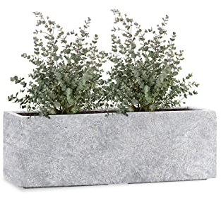 Pflanzwerk® Pflanzkübel TUB Lava Hellgrau 17x50x17cm XXL – Rechteckig – Großer Fiberglas Blumenkübel für Garten & Fensterbank außen und innen - Frostbeständig - UV-Schutz - Markenqualität