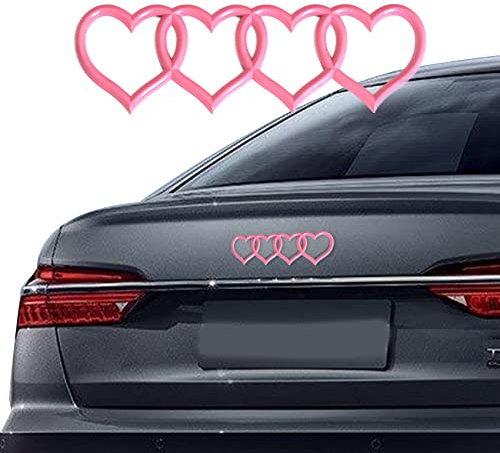 Love Heart Logo Rear Trunk Emblem, 3D Badge Decal Sticker, Car Accessories Exterior Decoration, Car Replacement 3D Sticker Fit for Audi A3 A4 A5 A6 A8 TT R8 Q3 Q5 Q7 (Pink)