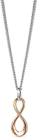 OROVI Schmuck Damen Unendlichkeits-Halskette mit Infinity Symbol Anhänger Zeitlose klassische Silberkette Halskette aus 925 Sterling Silber Rotgold vergoldet, 46 cm lang