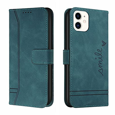 Trugox Handyhülle für Apple iPhone 12 Mini Hülle Klappbar Klapphülle mit Kartenfach Handytasche Handy Schutzhülle Tasche Leder Wallet Flip Case Slim Book Cover - Blaugrün