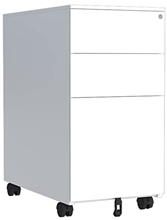 CLoxks Aktenschrank Aktenschrank mit 3 Schubladen mit Rad, mobiler Aktenschrank aus Metall for Zuhause, Büro-Organizer Aktenschrank, weißer Aktenschrank unter dem Schreibtisch Büroschrank