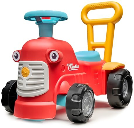 FALK - Rutschauto Traktor Mauritius rot mit ergonomischer Gehhilfe - ab 12 Monaten - 90% recycelter Kunststoff 900
