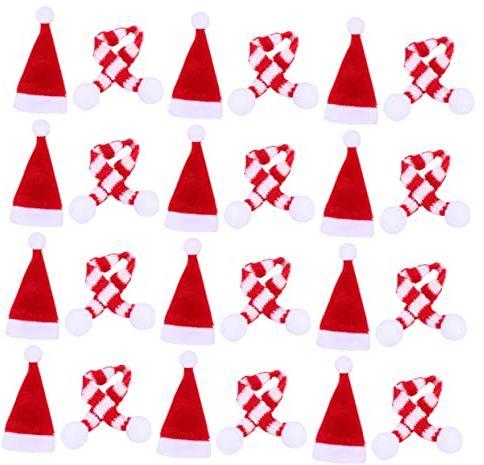 Gadpiparty Teiliges Mini DIY Weihnachtsmützen Mit Rot-weißem Häkel-schal Handgestrickte Xmas Dekoration Für Flaschen Handyhüllen Puppen Basteln Tisch Festtagsdeko