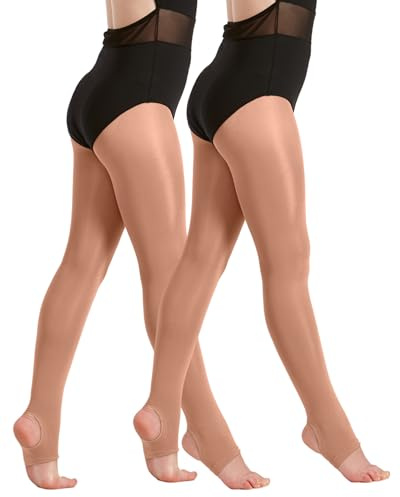 Lot de 2 paires de collants de danse scintillants 60 deniers prêts à l'emploi, pour filles, enfants, adultes, femmes en toast et toast léger