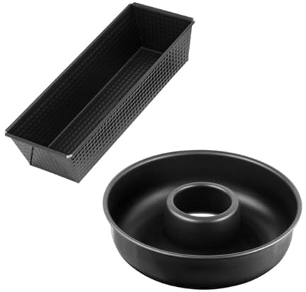 Zenker 9925250 - Set di 2 stampi per torte, stampo per savarin a fondo liscio, stampo per camino, stampo per torta, stampo rettangolare, stampo per pane, acciaio, 28 x 8 cm e 30,5 x 11,5 x 7,5 cm, 2