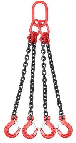 UYSELA Anschlagketten, Kettengehänge Anschlagkette, 4 Strang Krankette Kette,Kettengehänge Hebeschlinge Alloy Steel Chains,Max Load 1T