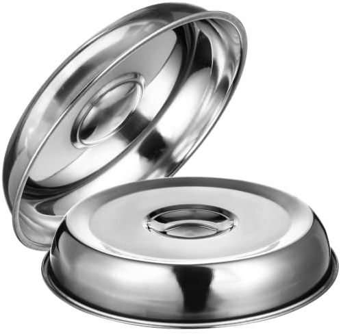 WOONEKY 2Pcs Stainless Steel Food Covers 8.66In Round