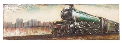 SEART Metallbilder 3D Groß Wandbilder für Schlafzimmer, Wohnzimmer Zug Stadt XXL ca.180x56cm