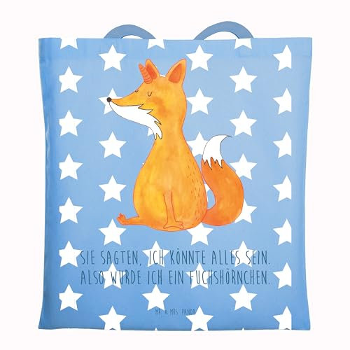 Mr. & Mrs. Panda Umhängetasche Einhorn Fuchs - Geschenk, Jutebeutel, Tote Bag, Tasche, Füchse, Unicorn, Einhörner, Fuchshörnchen, Schultasche, Schultertasche, Unicorns