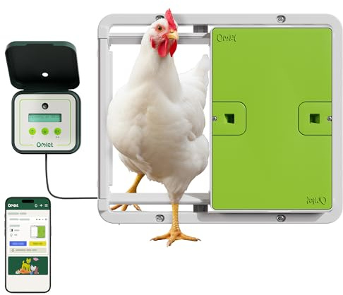 Omlet Smart Automatic Chicken Coop Door Opener | Wi-Fi Enabled | Programmable with App | Operated by Light Sensor or Timer | Easy to Install | Mains or Battery Powered | Built-in Safety Sensors Green