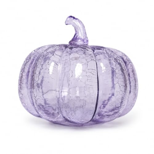 hvfun indigoblått sprucket glas pumpaljus med LED-timer – flimrande och twinkle-effekt pumpalykta för halloween, tacksägelsefest och höstdekoration – bordsdekoration, fönsterdekoration, batteridriven