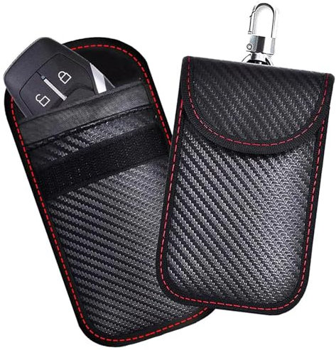 Key Fob Protector Pouch - Compact Carbon Fiber Signal Blocking Pouch for Car Keys and Wallets, RFID Blocking Anti-Theft Remote Entry Protection (Pack of 1)