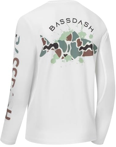 Bassdash Maglia Anti UV da Uomo Maglietta Maniche Lunghe Camicie Grafiche UPF 50+ Camicia da Pesca Assorbimento dell'umidità