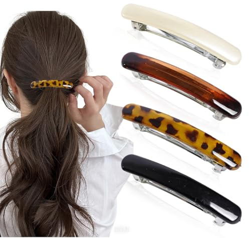 4 Stück Haarspangen für Damen, Schuppenmuster, automatische Haarspange, Schildkrötenschuppen, rechteckig, Haarspangen, französischer Clip