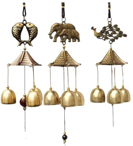 Carillon à vent vintage en alliage à suspendre - Décoration murale de porte - Cloche en métal - Pour extérieur et jardin (D)