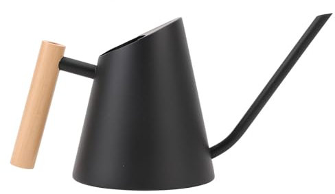 Regadera para plantas de interior, regadera para plantas de 800 ml, regadera para interiores, regadera de metal con pico largo curvado para plantas de interior (negro)