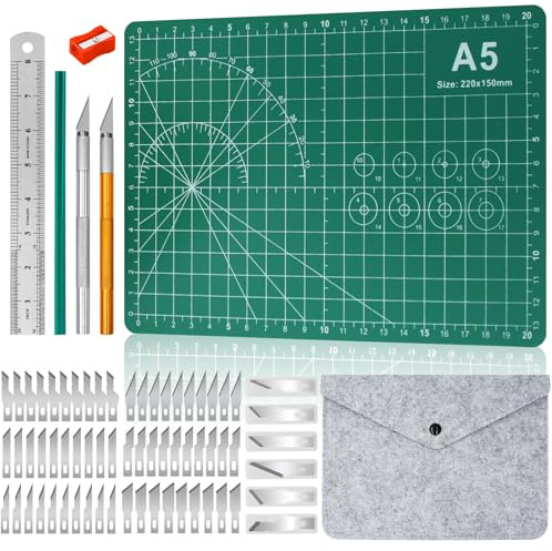 Annickee A5 Selbstheilende Schneidematte & Bastelschneidebrett-Kit mit Aufbewahrungstasche, Bastelschneidewerkzeug-Set – Kunstbedarf für Basteln, DIY, Papier, Modellieren, Quilten, Nähen, Scrapbooking