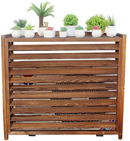 BPWXINL Abdeckung Klimaanlage Außengerät Sichtschutzzaun Holz Verkleidung Wärmepumpe Klimaanlage Außengerät Lamellenzaun Holz Blumenständer Für Draußen Wetterfest Schutzgitter,A-81 * 32 * 70cm