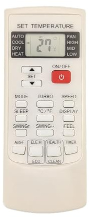 YKR-H/102E Control Remoto Compatible para AUX MundoClima FanWorld Universal-Blue A YKR-H/102E, YKR-H/002E, YKR-H/101E, YKR-H/006E, MUPR-09-H9A, MUPR-12-H9A, MUPR-18-H9A Acondicionador de Aire.