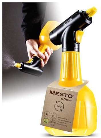 Mesto e.flow e.FLOWER 1 Akku-Handzerstäuber 1L | Akku Sprühflasche 360° | Garten | Pumpsprüher für Pflanzen | Zerstäuber | Pflanzensprüher | Verstellbare Düse