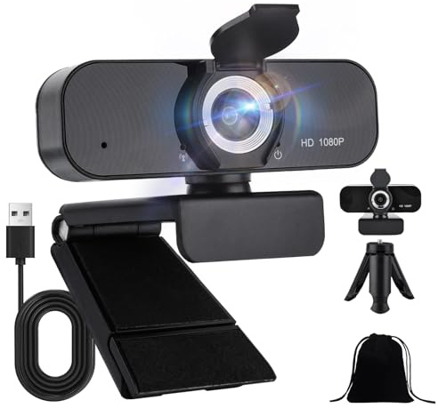 TAVADA Webbkamera till PC med Mikrofon, USB-webbkamera, Streaming-Videokamera, Webbkamera till PC via USB, Webbkamera 1080P till PC, Full HD-webbkamera, för Laptop, Desktop, Smart TV för Videosamtal