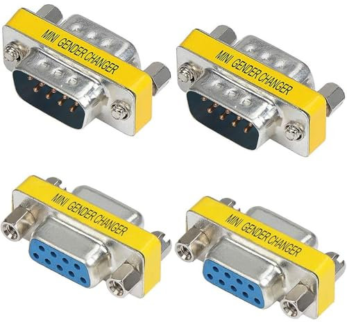 VISSQH 4 x DB9 maschio a Femmina Accoppiatore Connettore,9 pin DB9 seriale adattatore per Gender Changer,Trasferimento Dati RS232 Seriale