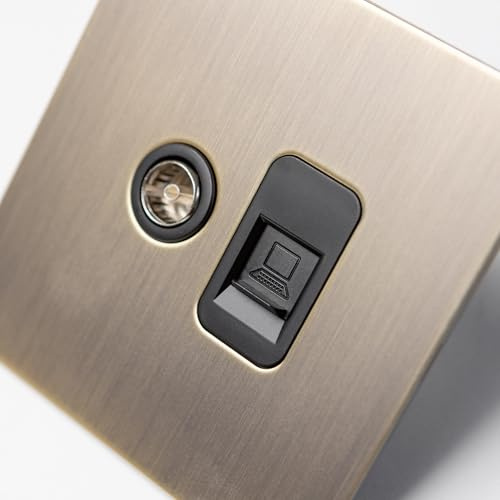Antique Brass Straight Knurled Switches and Sockets (TV+RJ45 Outlet)
