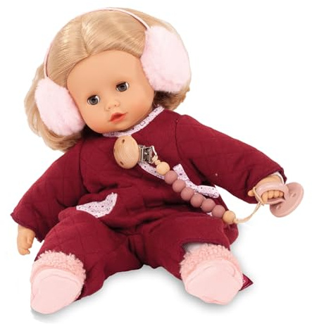 Götz 2520968 Muffin Jubilee Puppe - 33 cm große Babypuppe mit grauen Schlafaugen, Blonde Haare und Weichkörper - Weichkörperpuppe in 7-teiligen Set