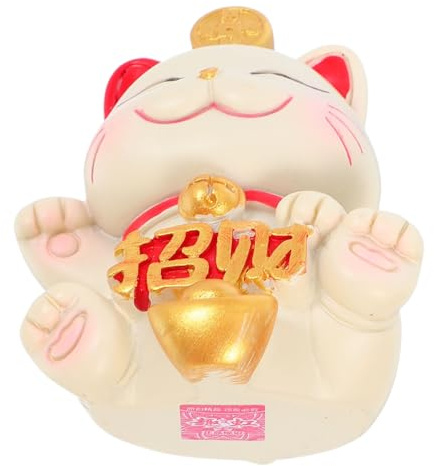 CLISPEED Statuetta Di Gatto Portafortuna in Resina Mini Statua Che Saluta Da Scrivania Scultura Di Gatto Giapponese Per Auto Decorazione Da Collezione